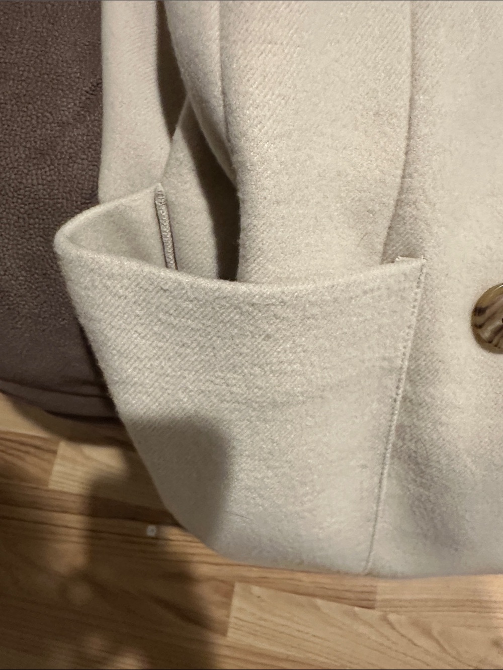 Banana Republic Cream Double-Breasted Pea Coat with Wood Grain Buttons - Picture 8 of 9